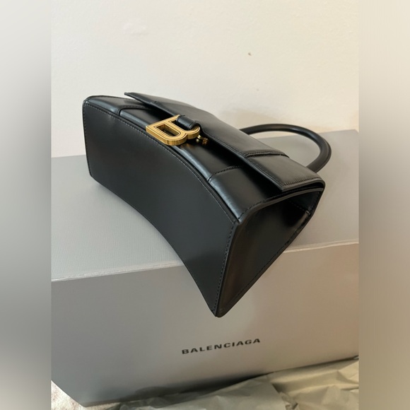 Balenciaga bag, small black and gold hourglass top handle cross body bag - Picture 9 of 9